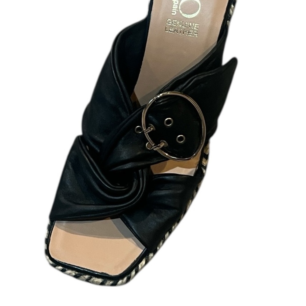 Gaimo Black Jute Wide Heeled Clog with Tubular Heel Size - Picture 9 of 10